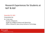 Research Experiences for Students at NJIT & NSF Fall 2025 by Cristo Leon